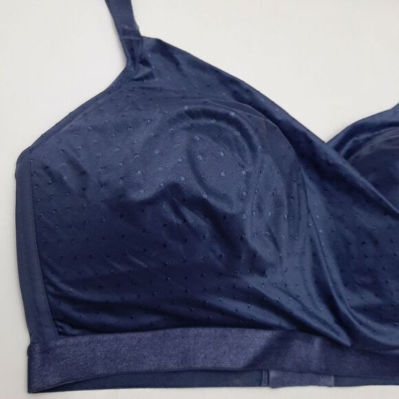 DEESSE Satin Lounge Bra Embroidered Dot Blue Sz 40 G - Picture 3 of 15